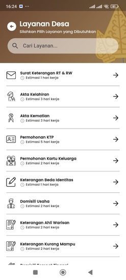 Tampilan UI Aplikasi Desa 2